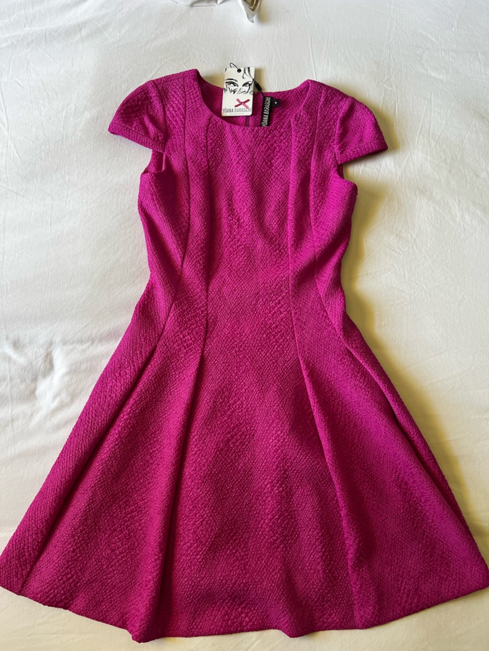 Yoana Baraschi Fuchsia Textured Fit-and-Flare Dress
